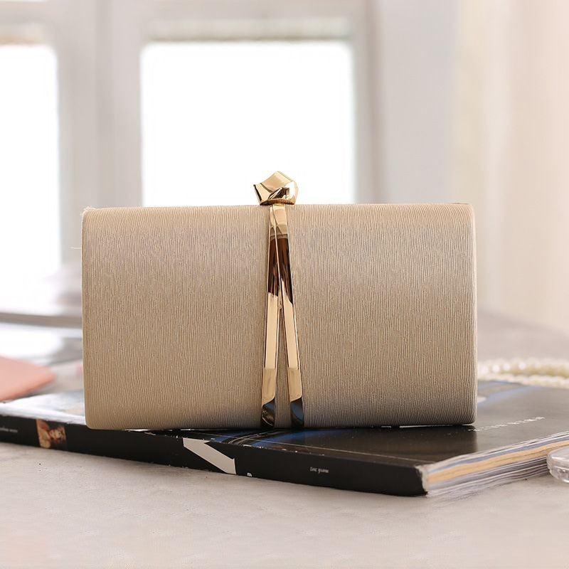 Champagne Satin Ribbon Clutch – FIORENE