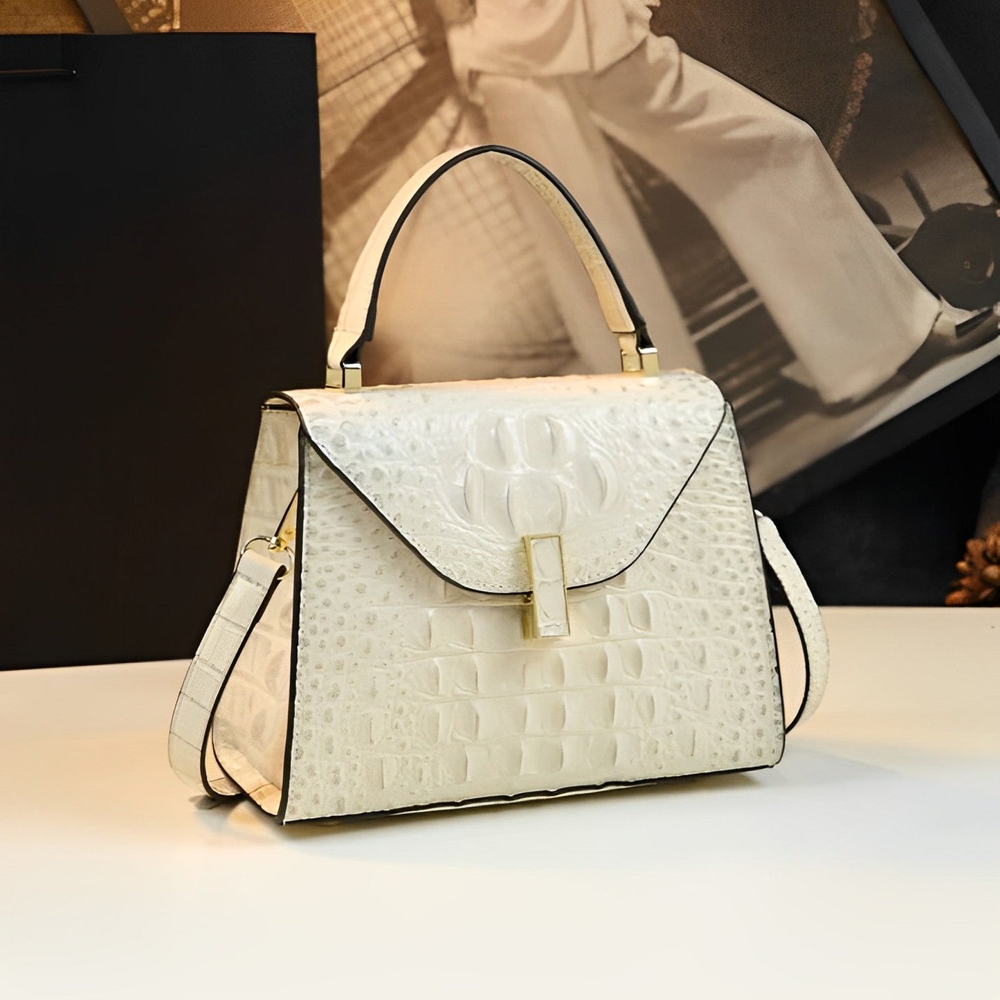 Emerald Croc Handbag – FIORENE