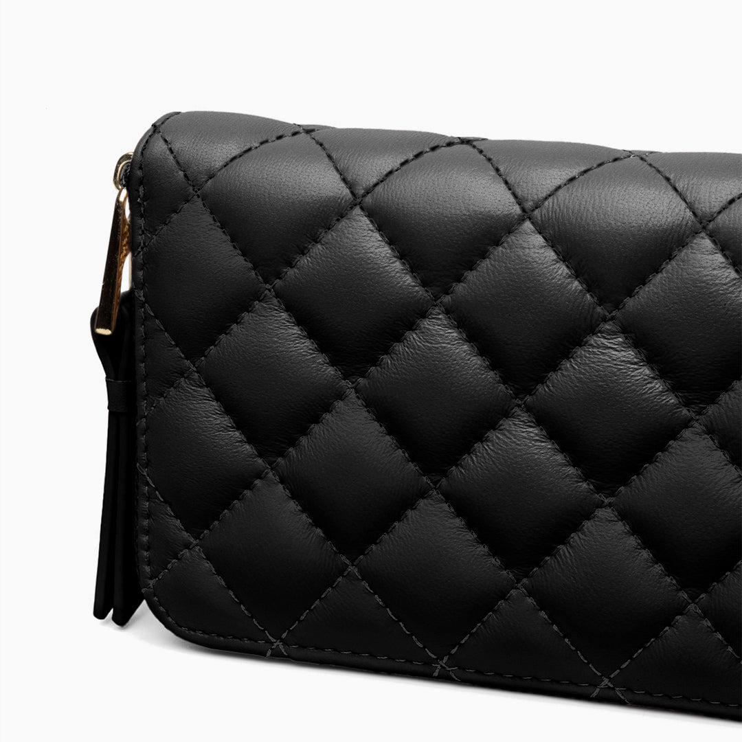 Midnight Quilted Wallet – FIORENE