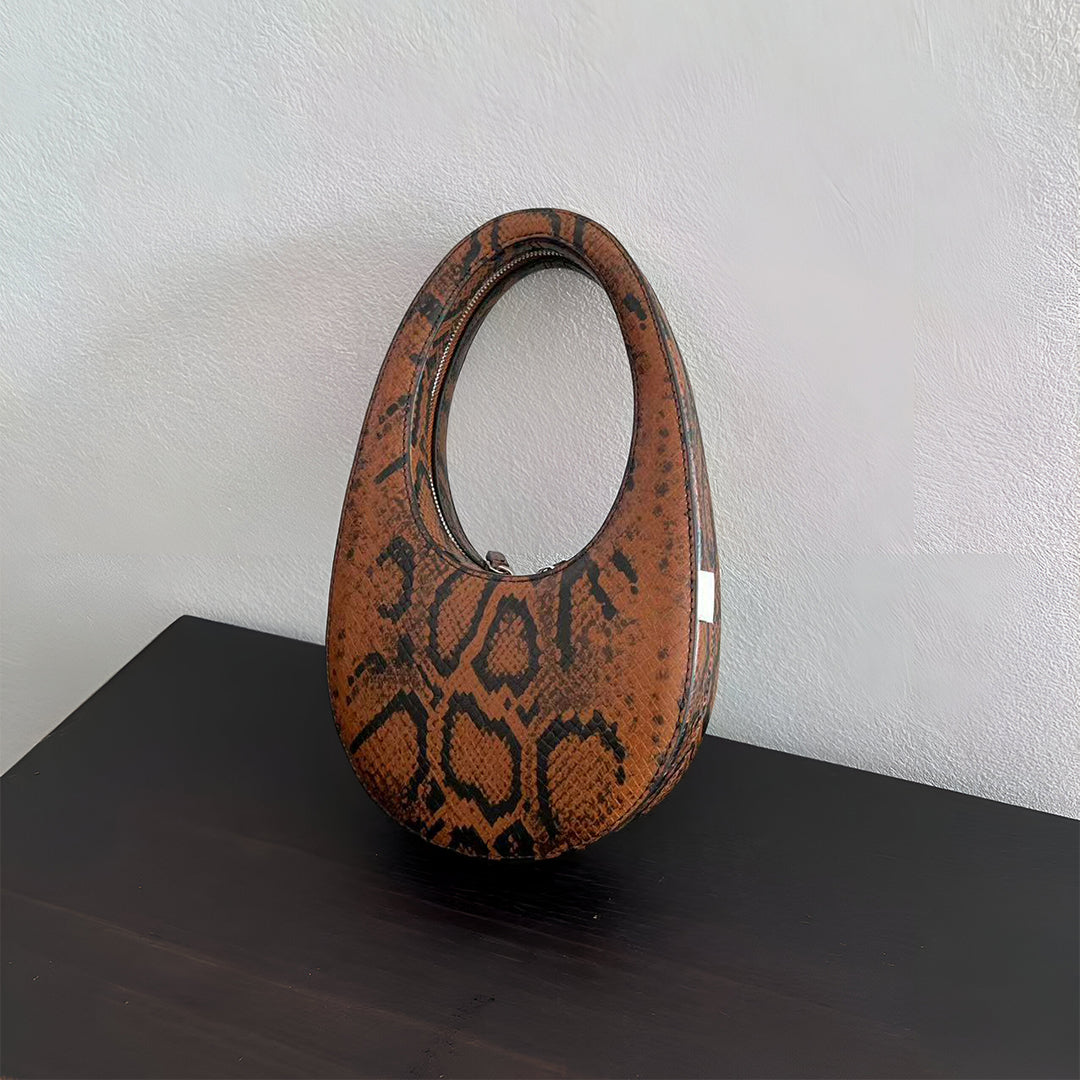 Snake Print Sculpted Handbag - FIORENE