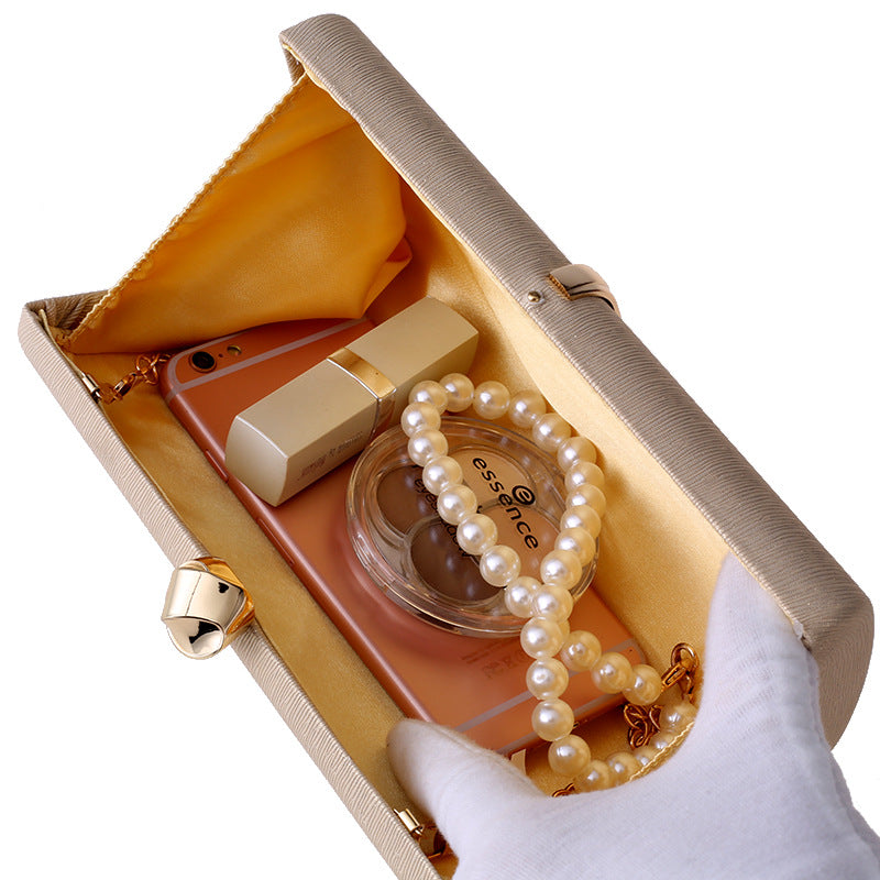 Champagne Satin Ribbon Clutch – FIORENE