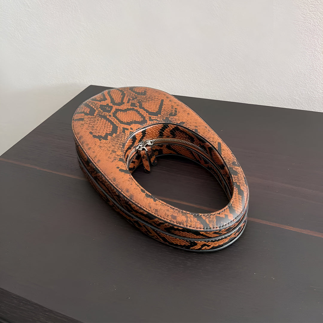 Snake Print Sculpted Handbag - FIORENE