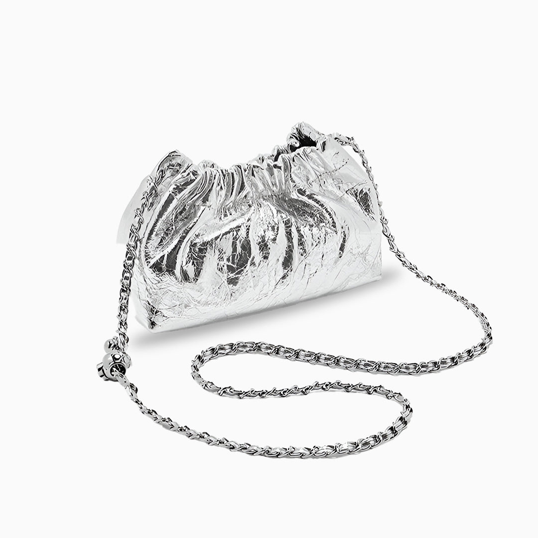 Silver Gleam Chain Clutch – FIORENE