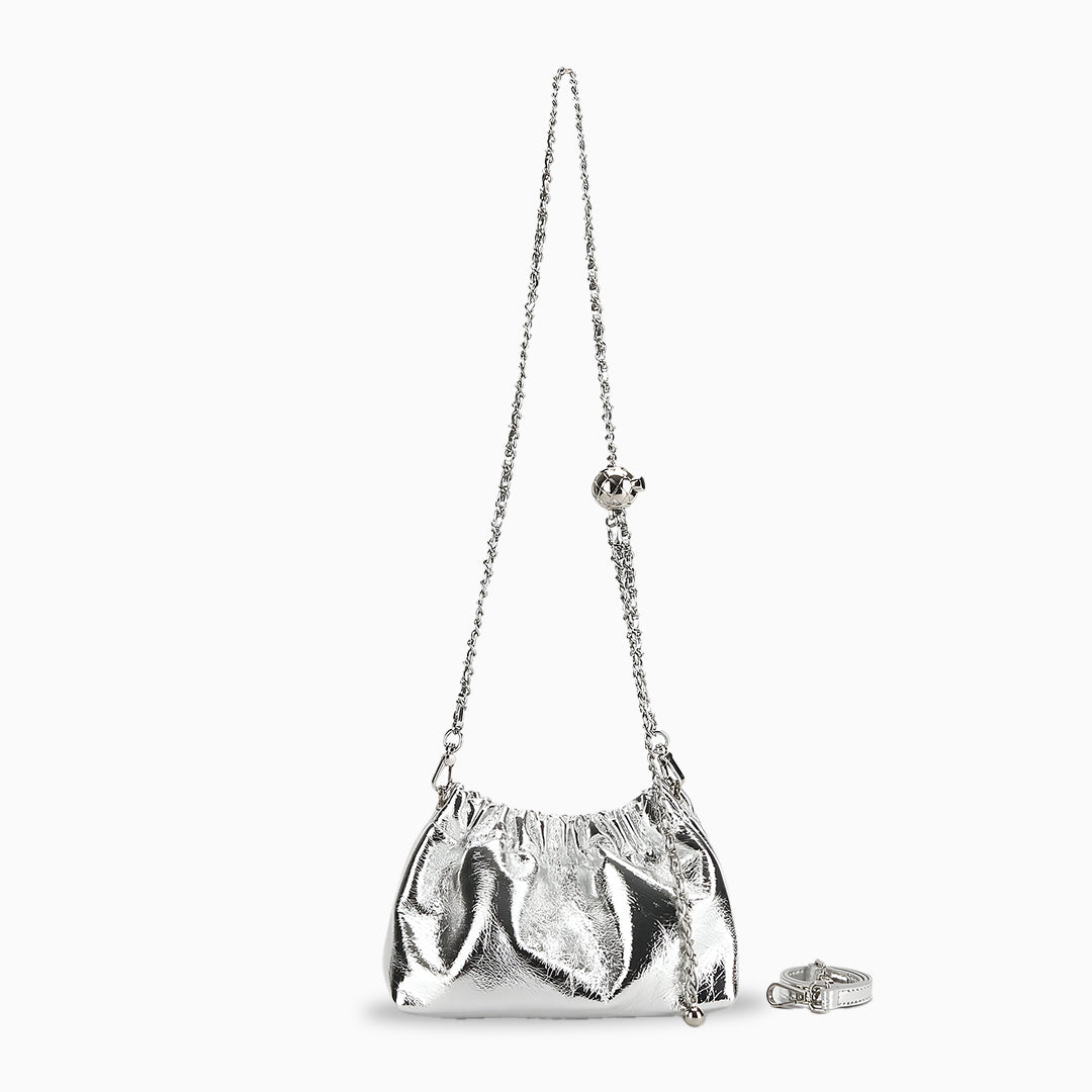 Silver Gleam Chain Clutch – FIORENE