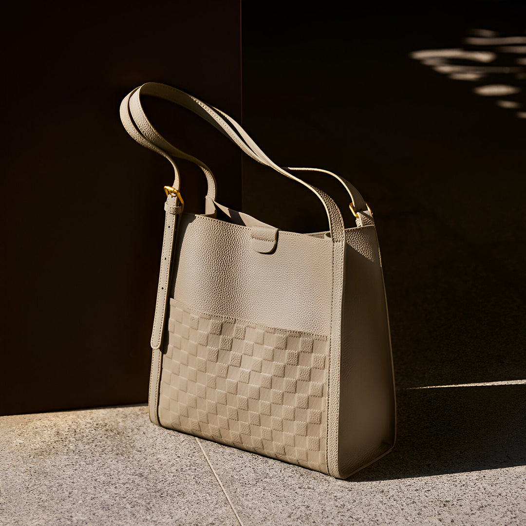 Sandstone Check Tote Bag – FIORENE