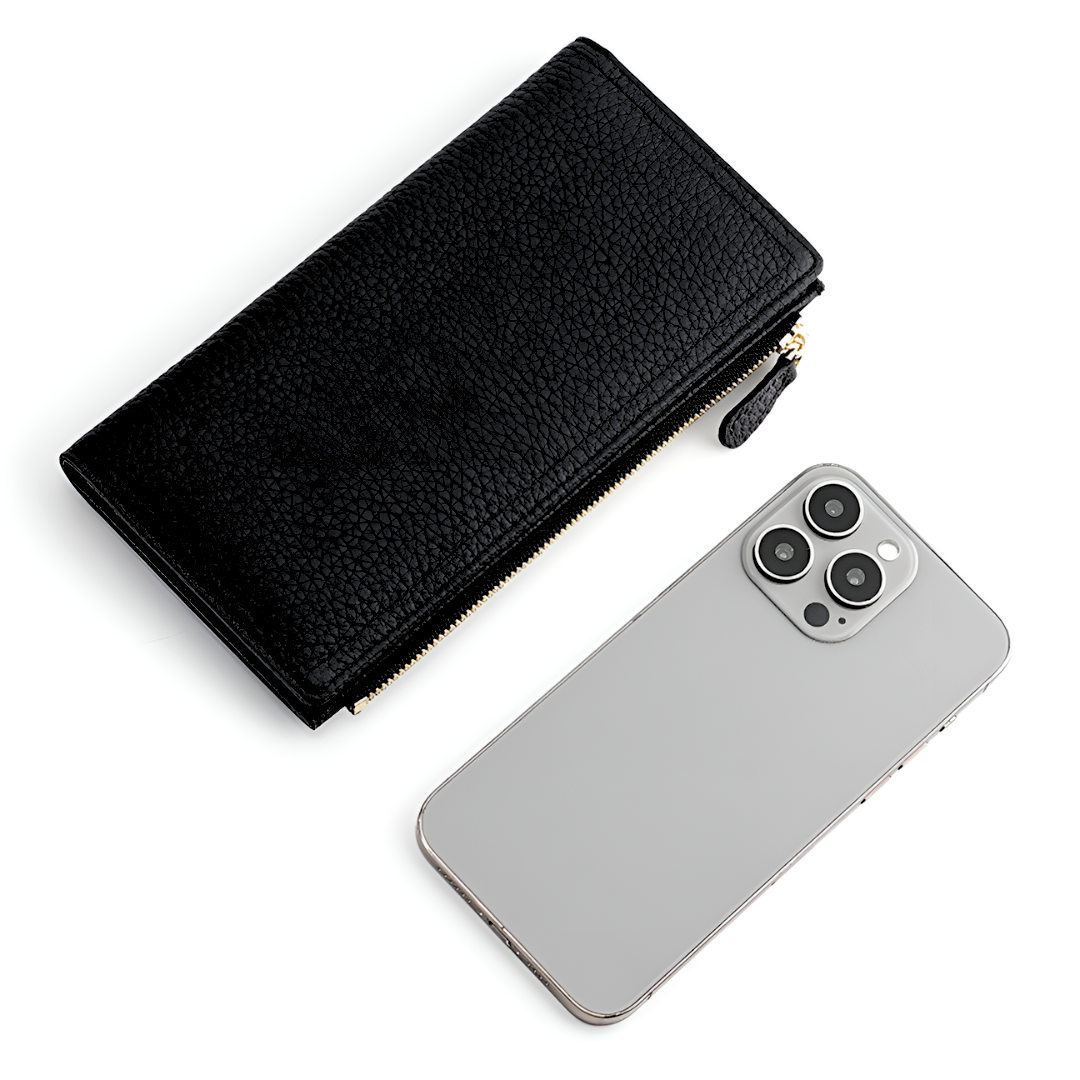 Black Pebble Slim Wallet – FIORENE
