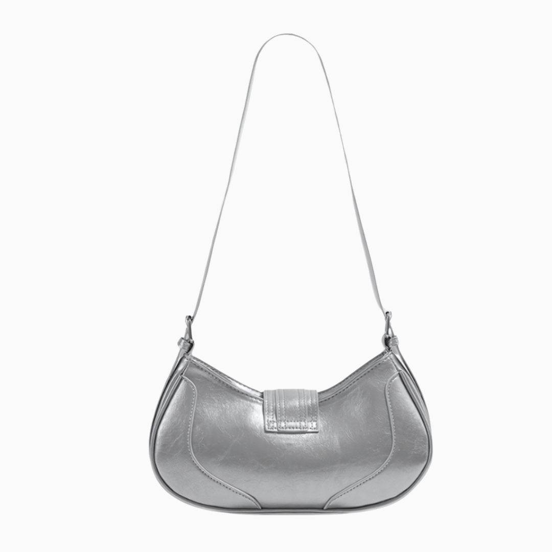 Silver Buckle Curve Shoulder Bag – FIORENE