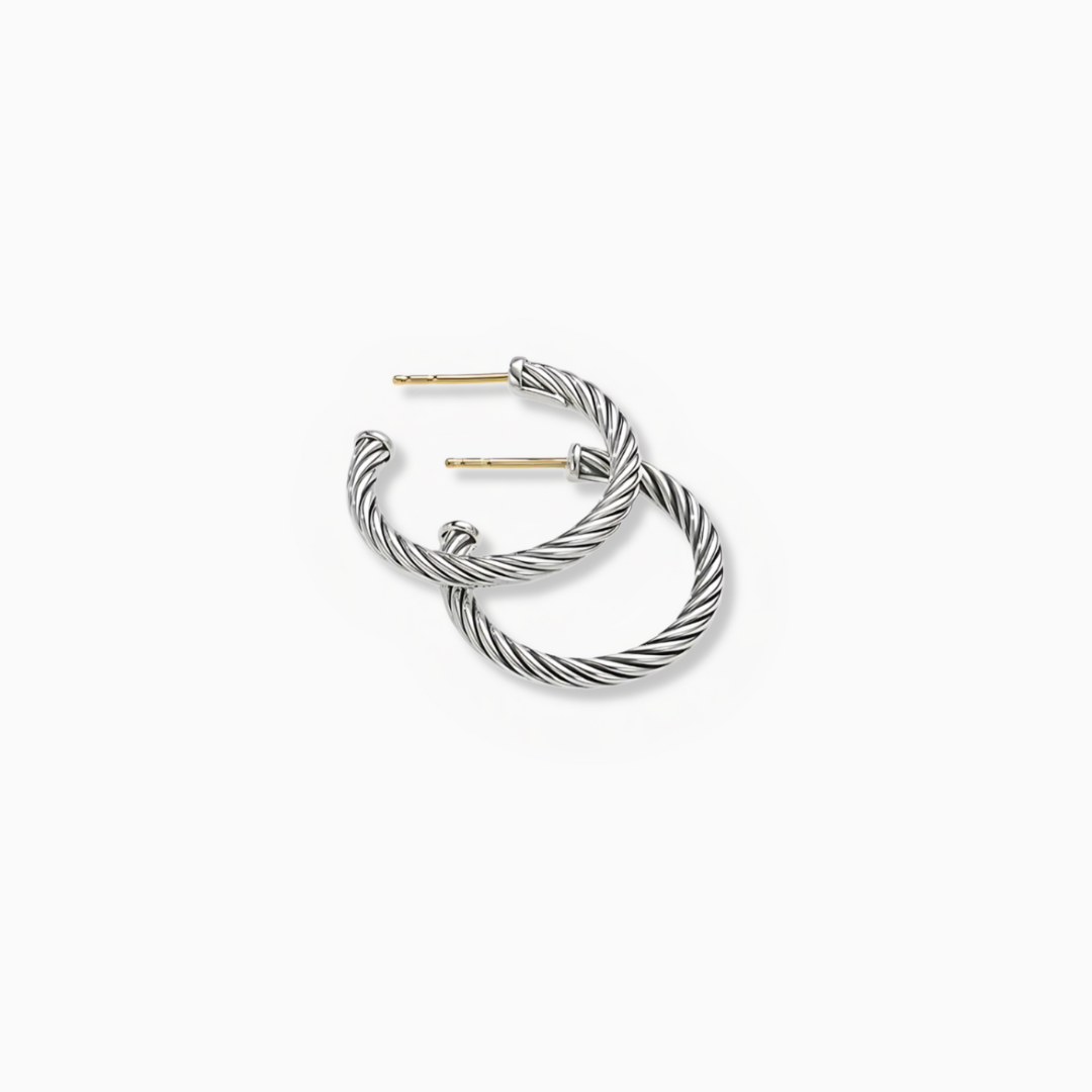 Twisted Silver Hoops Earrings – FIORENE
