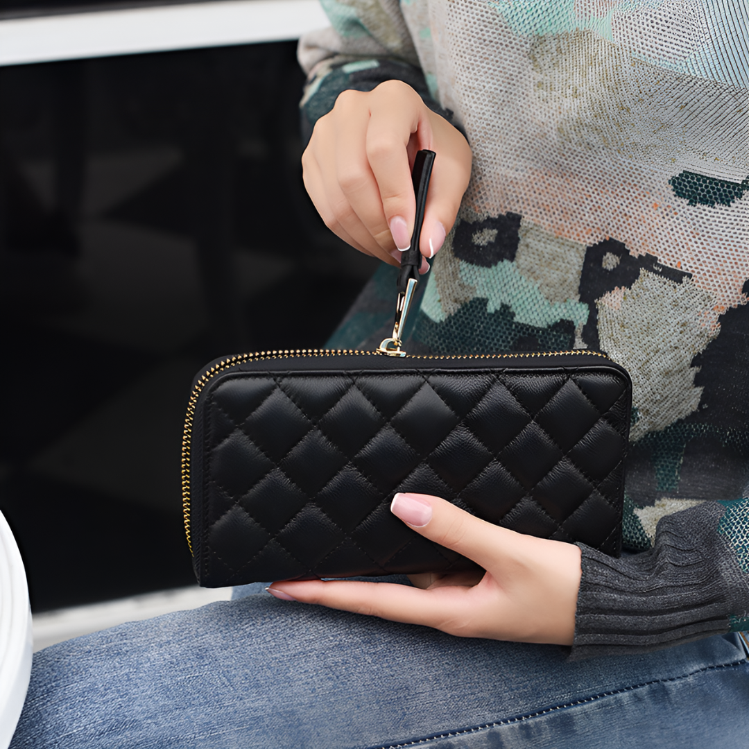 Midnight Quilted Wallet – FIORENE