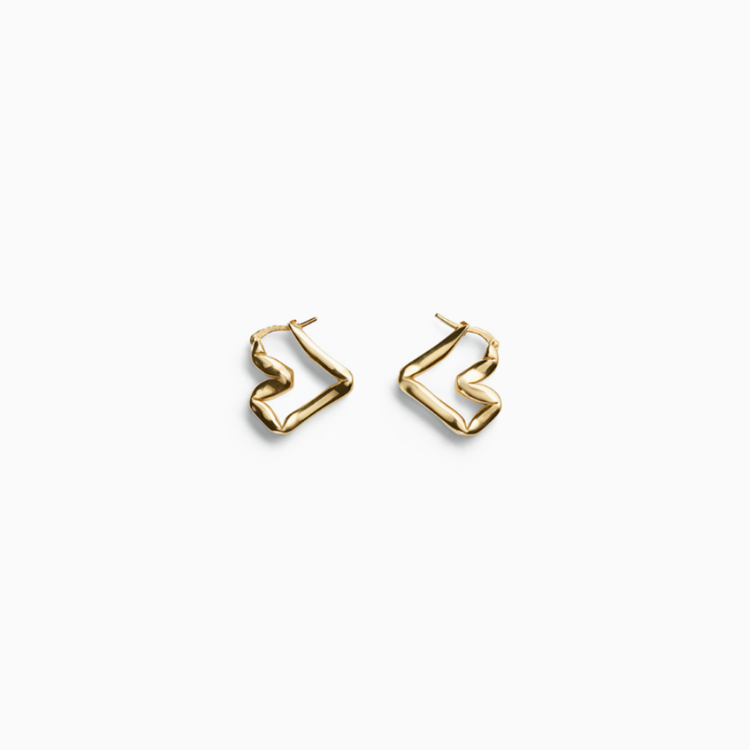 Golden Heartline Earrings – FIORENE