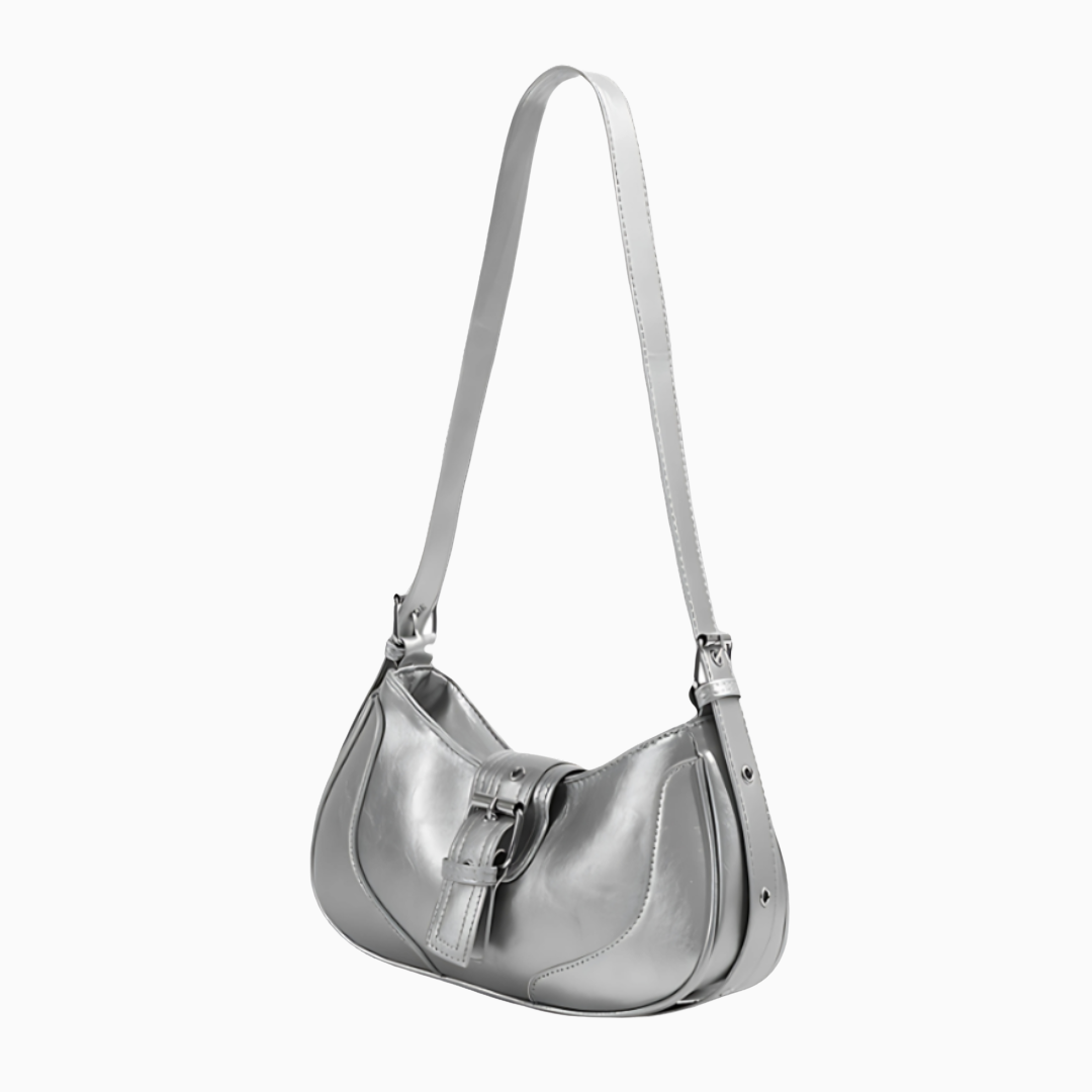 Silver Buckle Curve Shoulder Bag – FIORENE