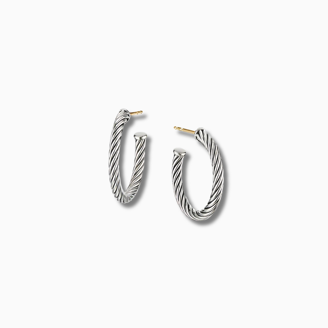 Twisted Silver Hoops Earrings – FIORENE
