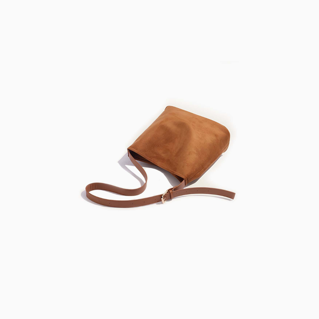 Mocha Suede Crossbody Bag – FIORENE