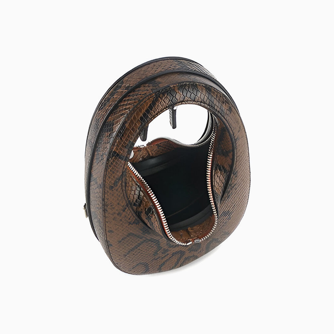 Snake Print Sculpted Handbag - FIORENE