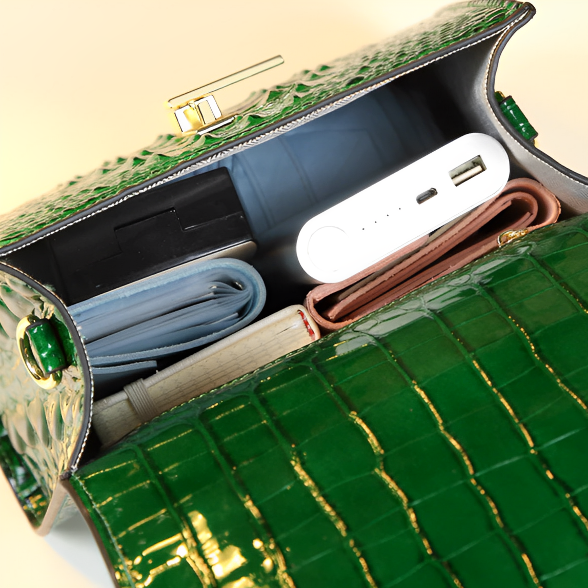 Emerald Croc Handbag – FIORENE