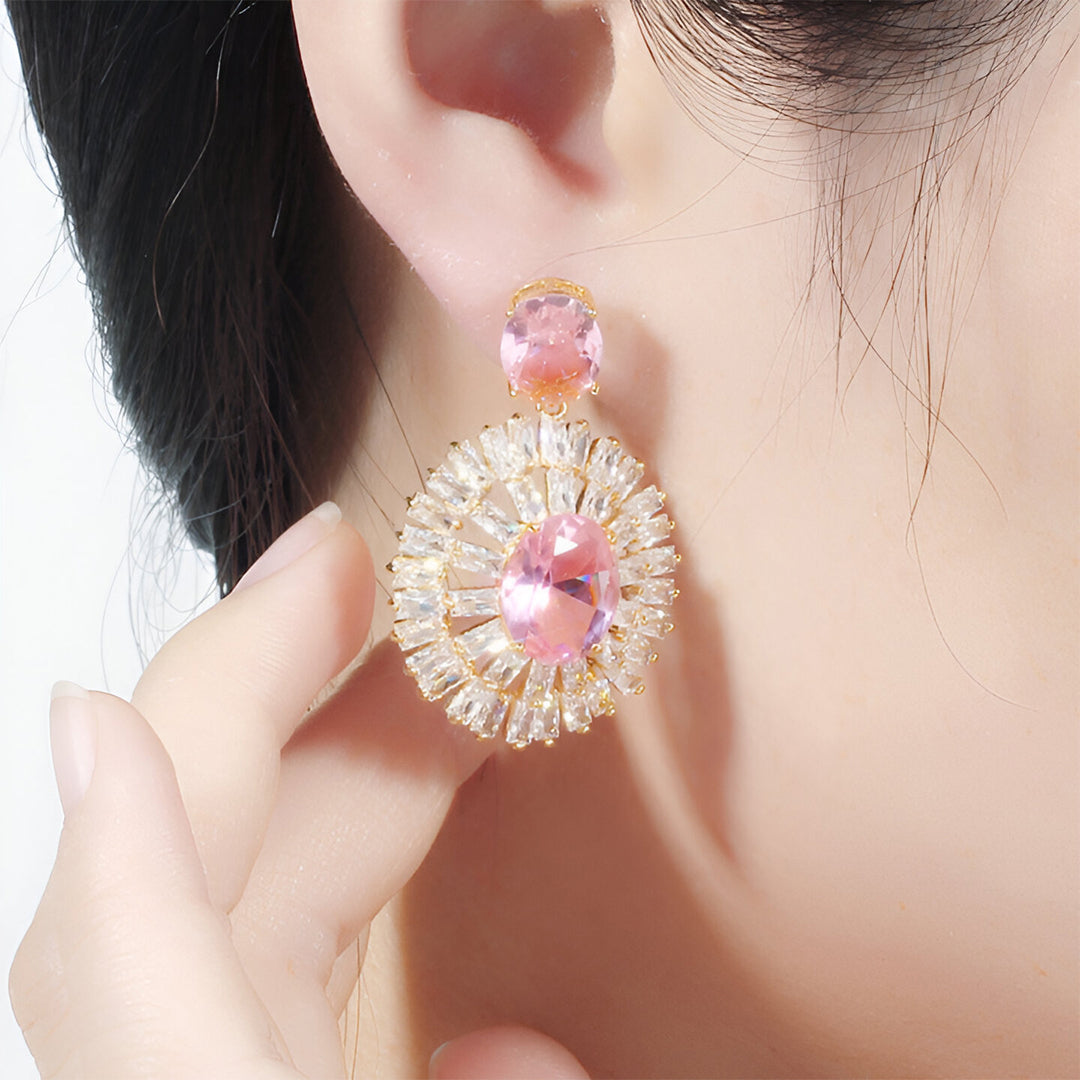 Radiant Rosé Halo Earrings – FIORENE