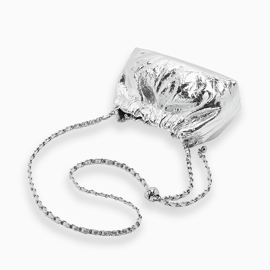Silver Gleam Chain Clutch – FIORENE