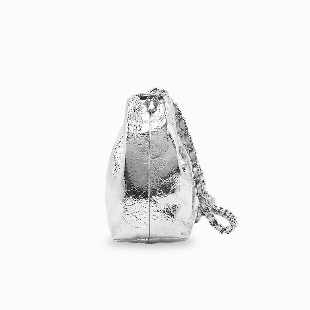 Silver Gleam Chain Clutch – FIORENE