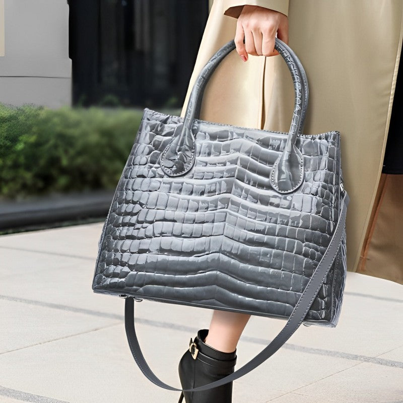 Slate Croco Luxe Tote Bag – FIORENE