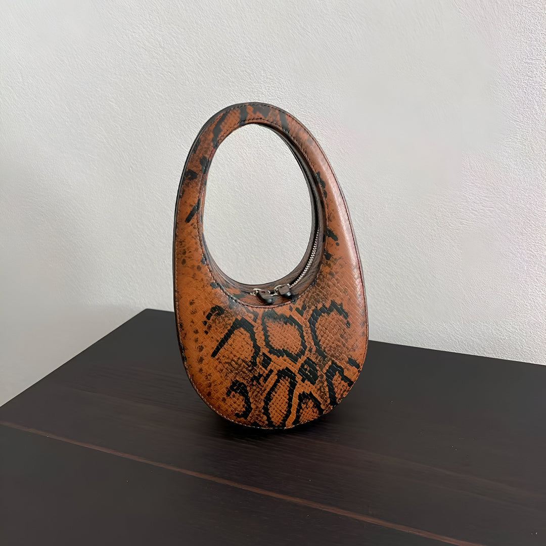 Snake Print Sculpted Handbag - FIORENE