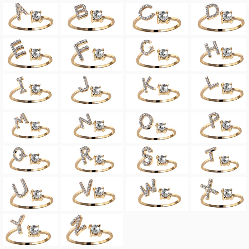 Sparkle Initial Open Ring – FIORENE