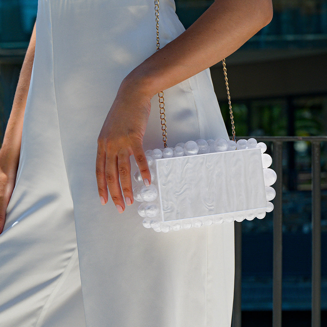 Pearlescent Bubble Box Clutch – FIORENE
