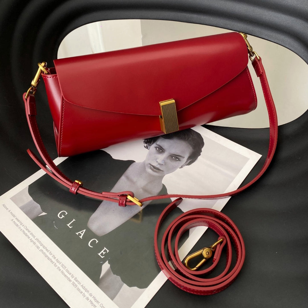 Classic Elegance Clutch with Gold Bar - FIORENE
