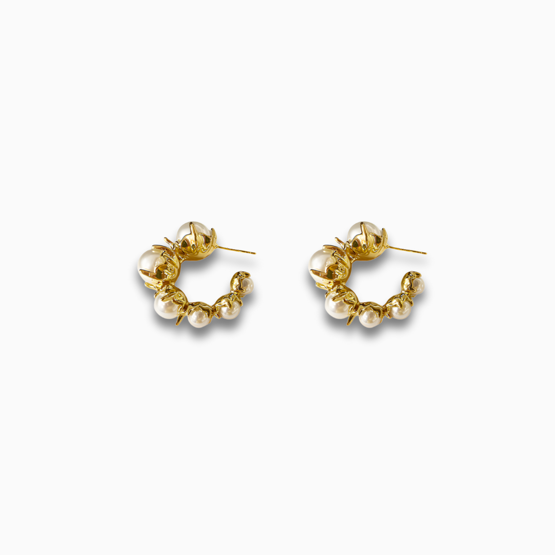 Golden Pearl Bloom Earrings – FIORENE