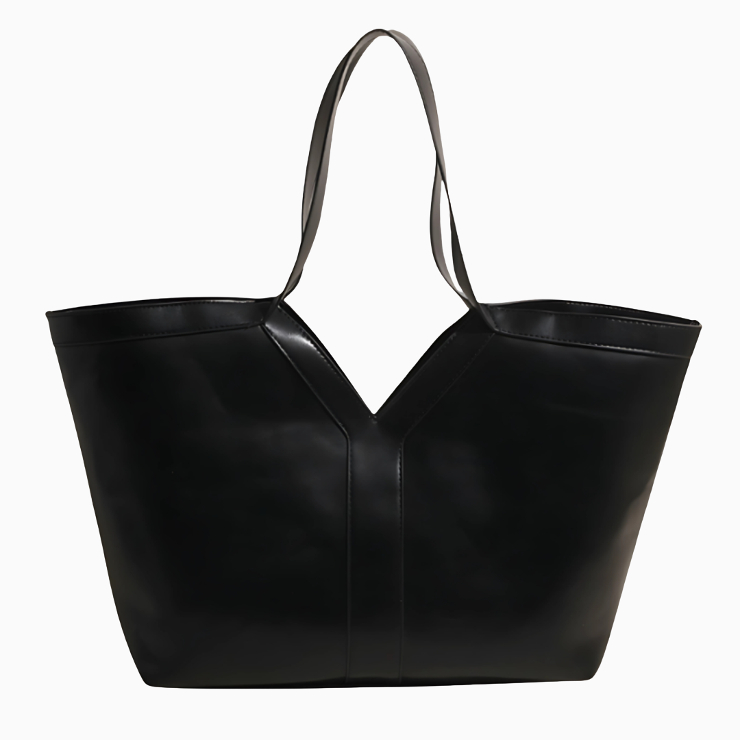 V-Cut Sleek Leather Tote Bag – FIORENE
