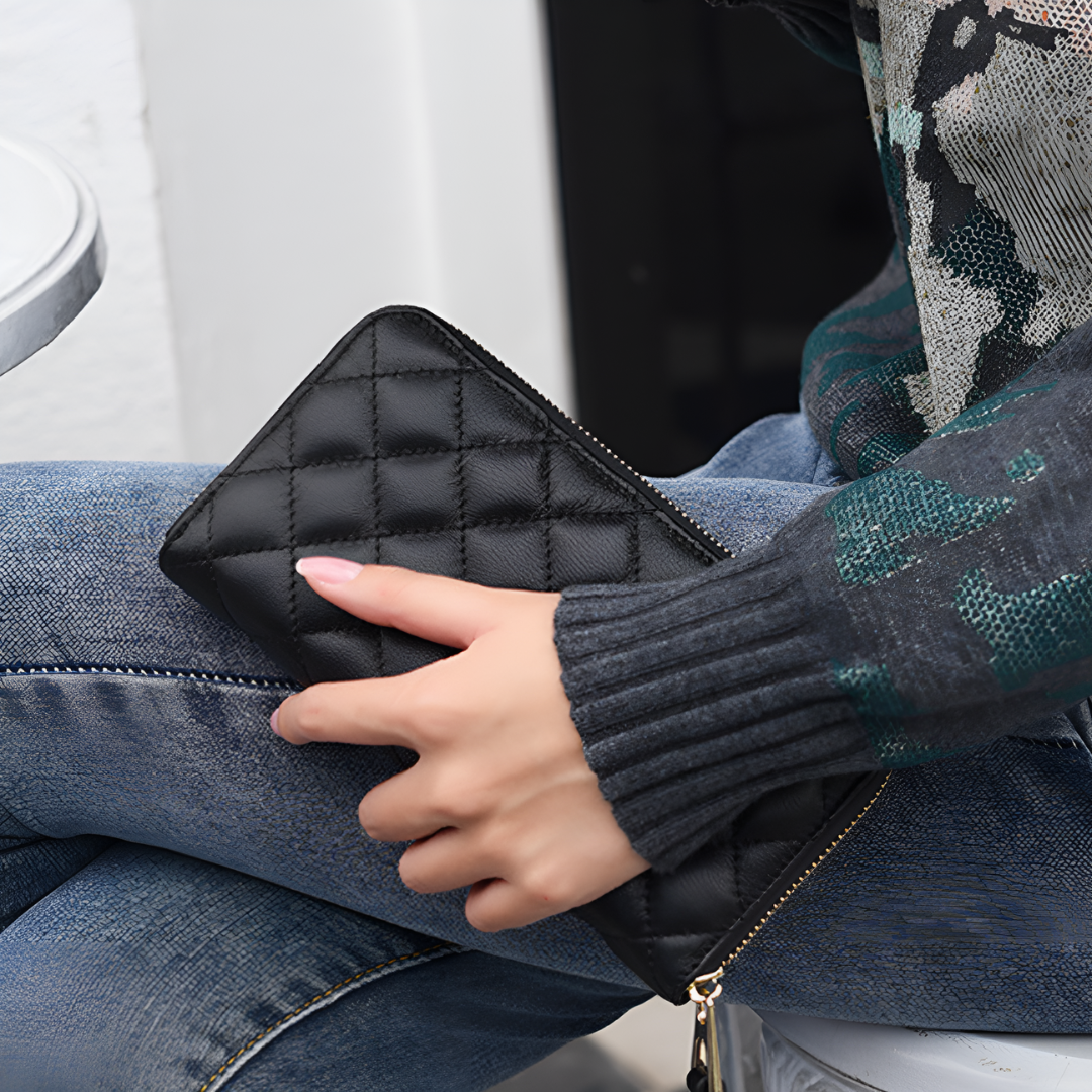 Midnight Quilted Wallet – FIORENE