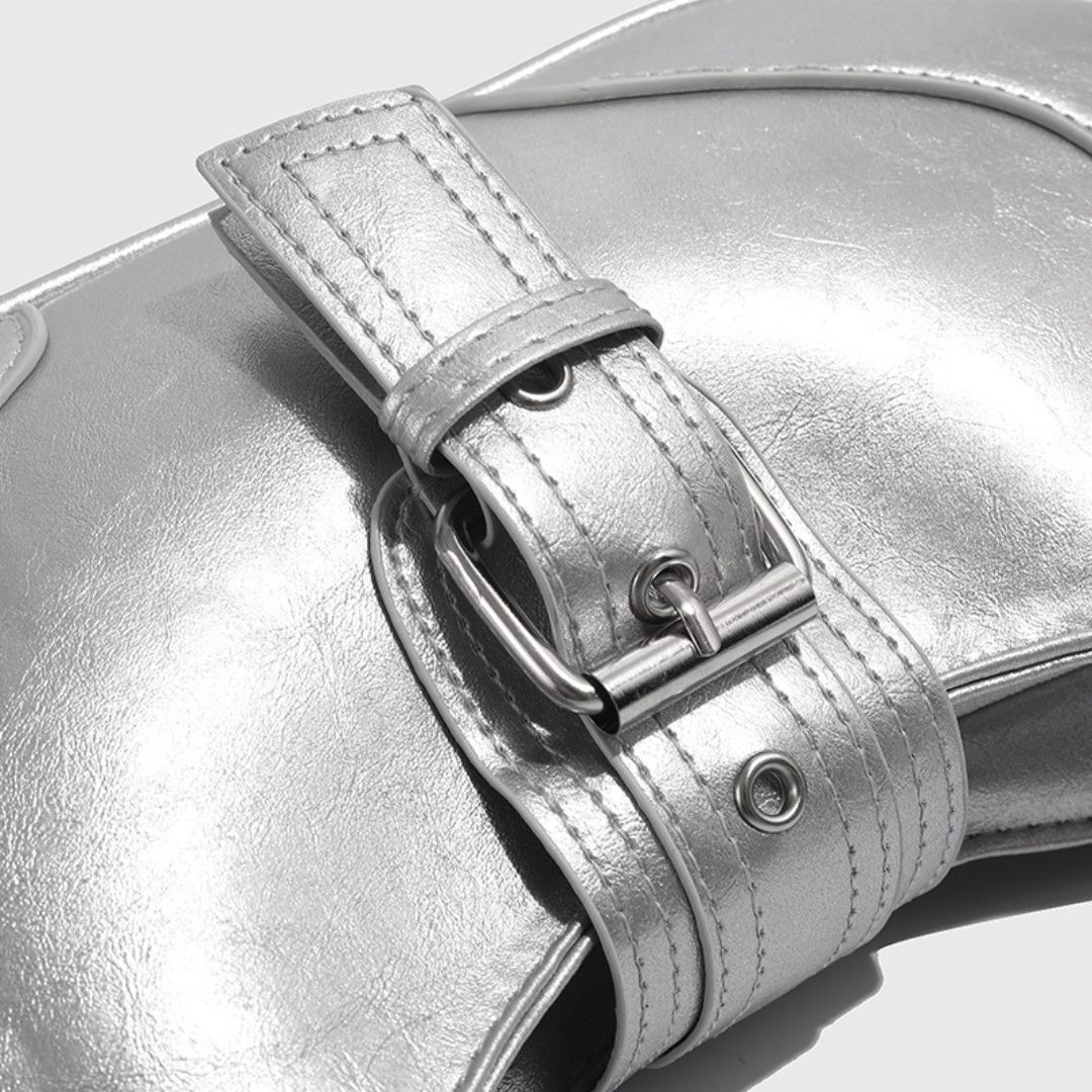 Silver Buckle Curve Shoulder Bag – FIORENE