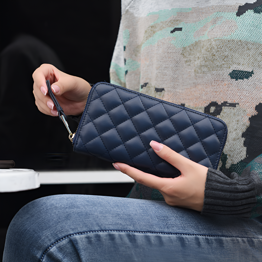 Midnight Quilted Wallet – FIORENE
