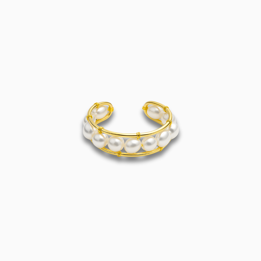 Golden Pearl Orbit Ring – FIORENE