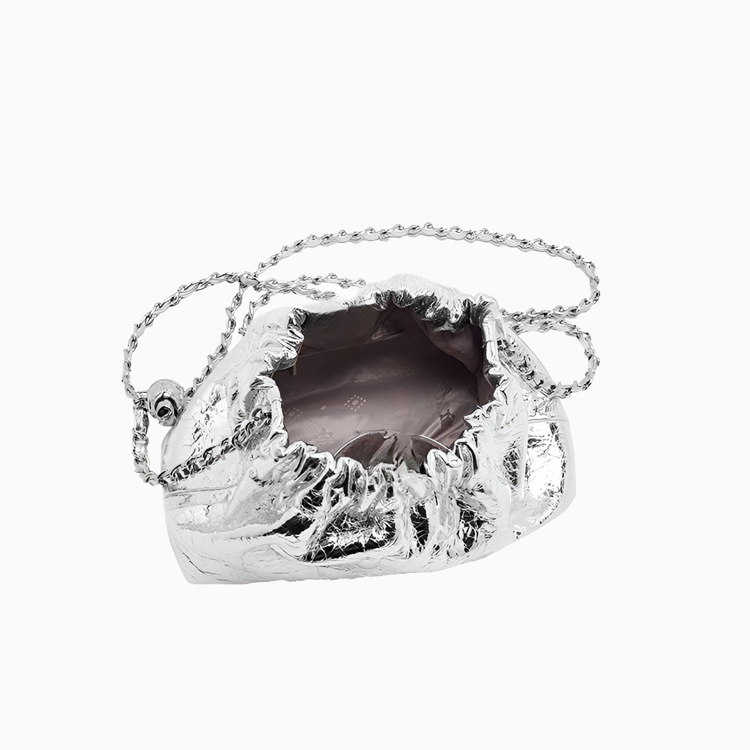 Silver Gleam Chain Clutch – FIORENE