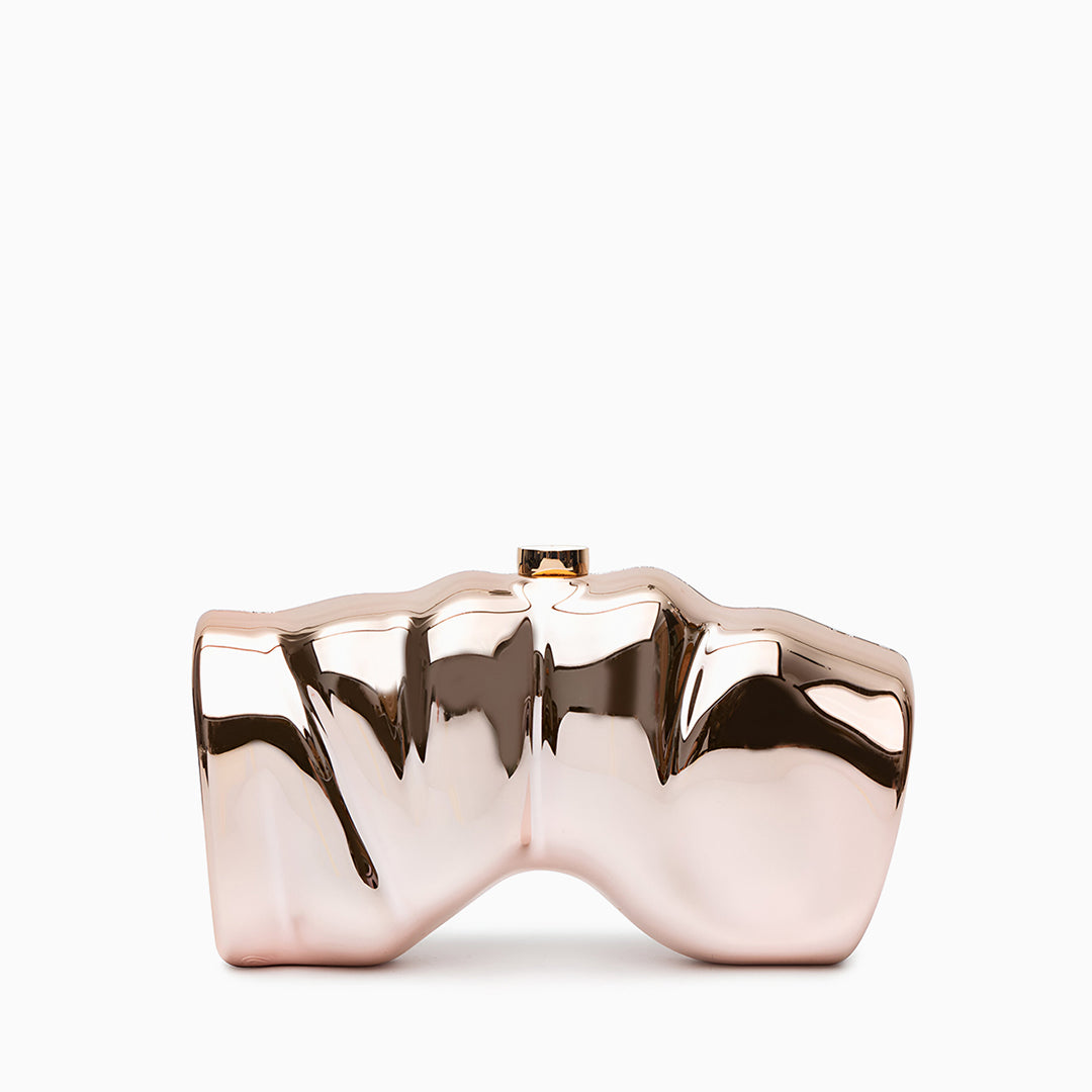 Sculpted Metallic Clutch - FIORENE