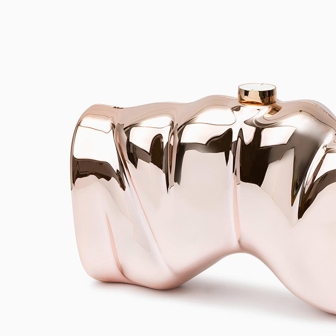 Sculpted Metallic Clutch - FIORENE
