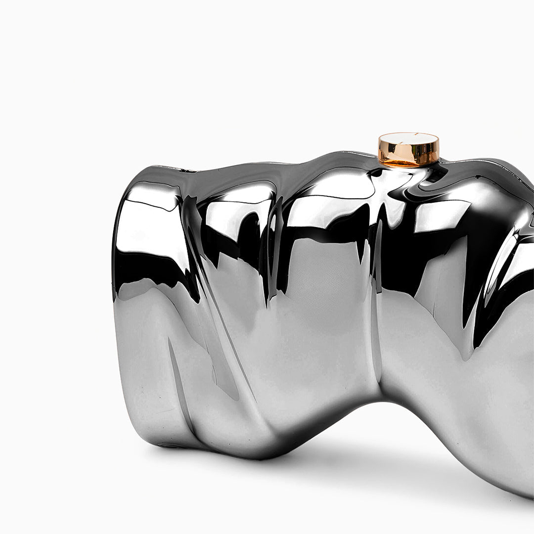 Sculpted Metallic Clutch - FIORENE