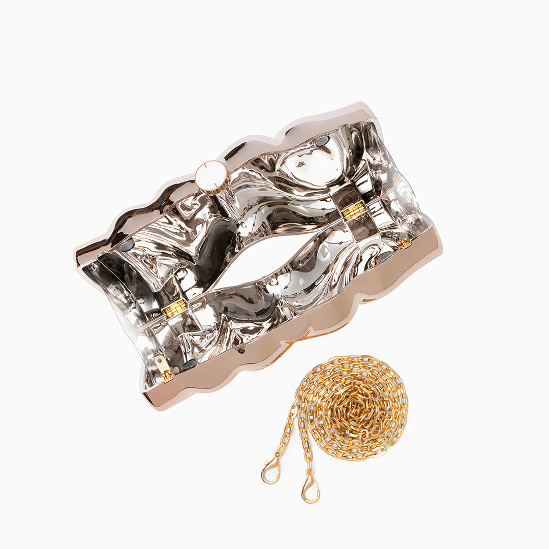 Sculpted Metallic Clutch - FIORENE
