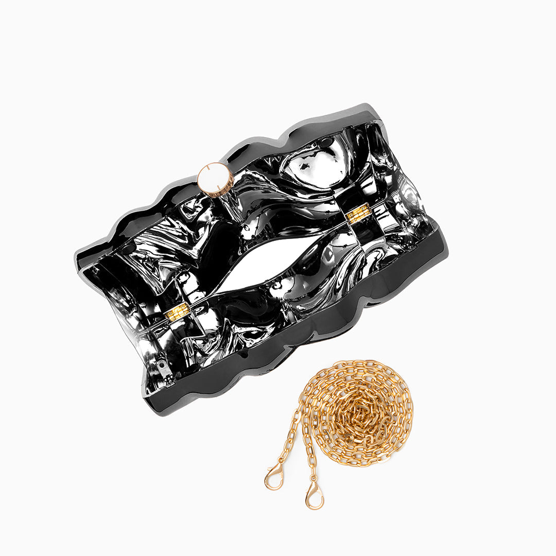 Sculpted Metallic Clutch - FIORENE