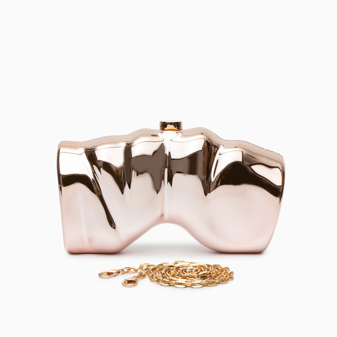 Sculpted Metallic Clutch - FIORENE