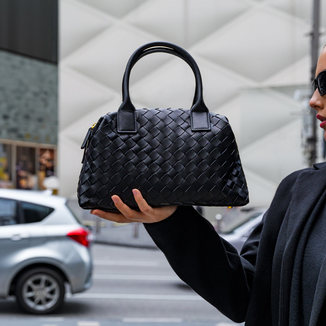 Noir Woven Handbag – FIORENE