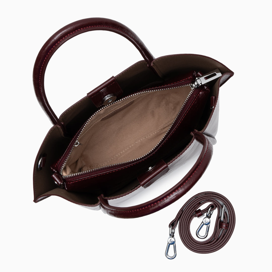 Crimson Angle Gloss Shoulder Bag – FIORENE