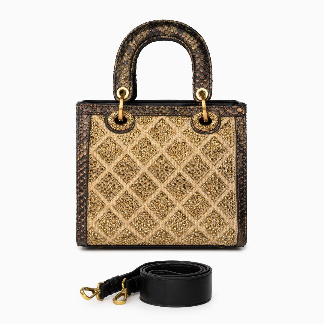 Golden Lattice Gem Handbag – FIORENE