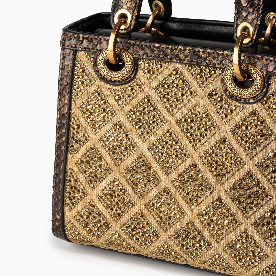 Golden Lattice Gem Handbag – FIORENE
