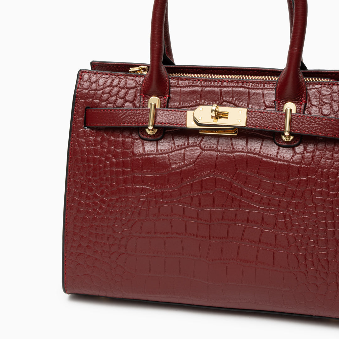 Bordeaux Croco Elegance Tote Bag – FIORENE