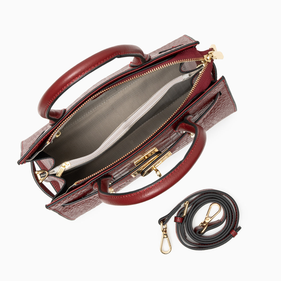 Bordeaux Croco Elegance Tote Bag – FIORENE