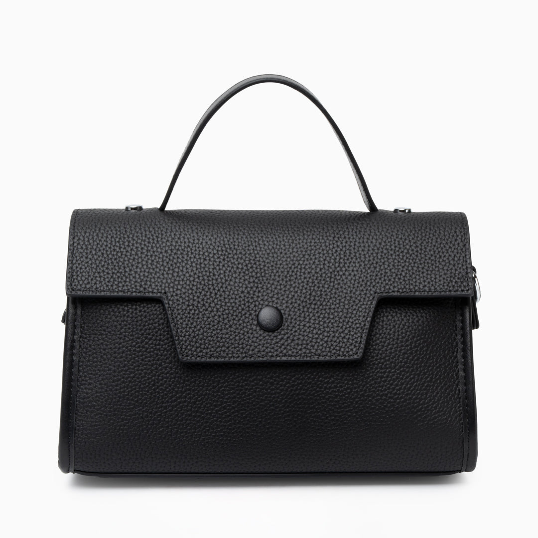Ebony Crest Flap Shoulder Bag – FIORENE