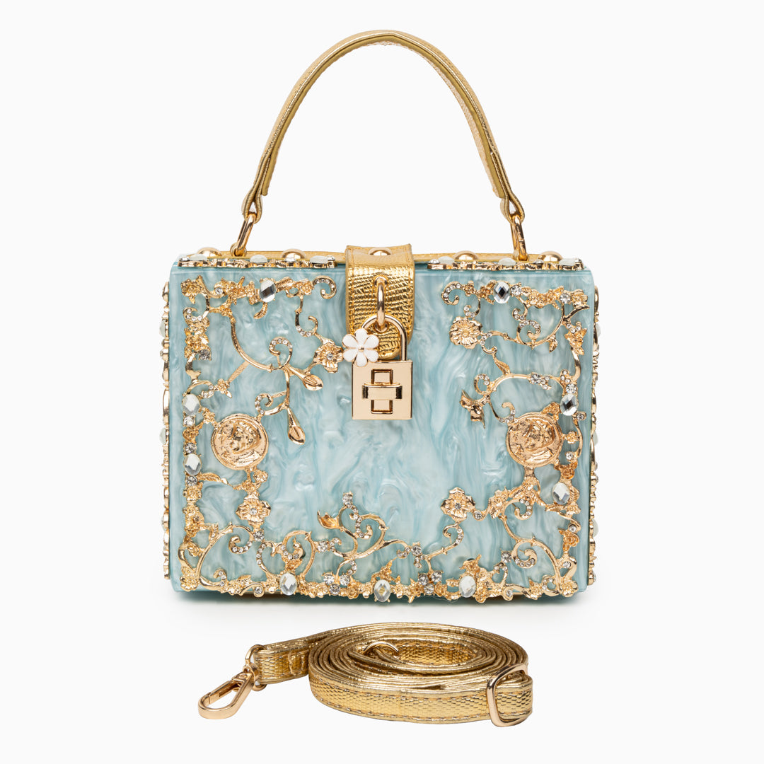Aqua Baroque Bloom Handbag – FIORENE