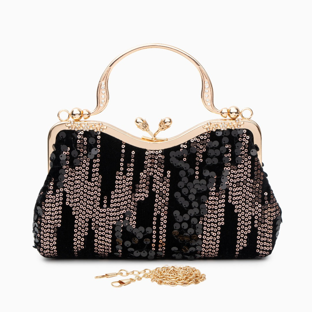 Midnight Sequin Flame Clutch – FIORENE