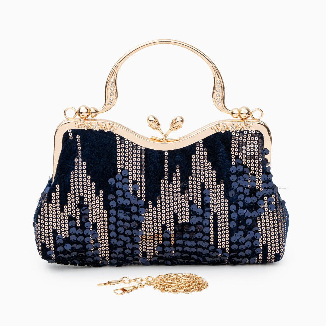 Midnight Sequin Flame Clutch – FIORENE